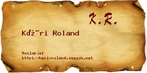Kéri Roland névjegykártya